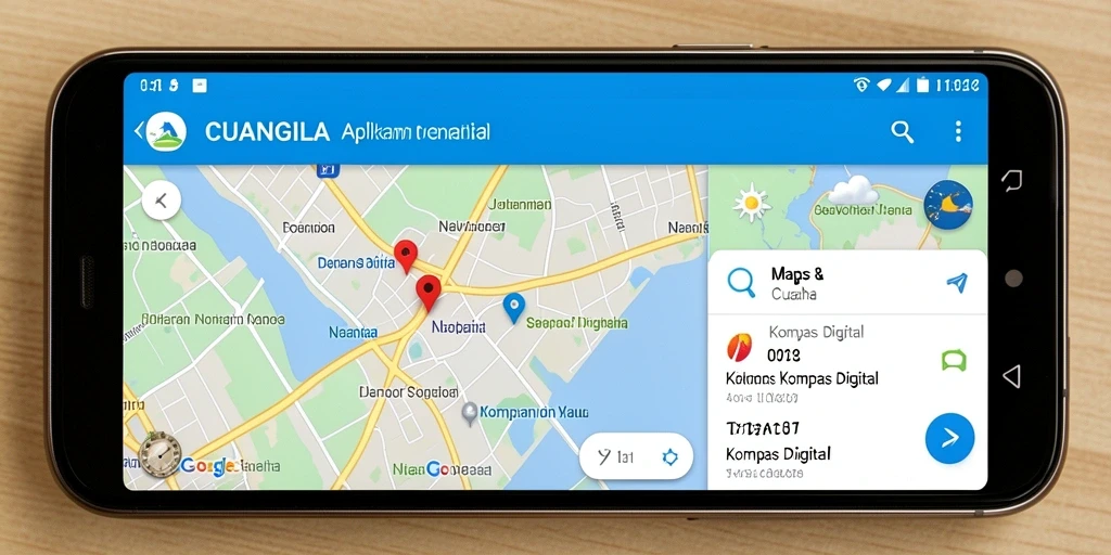 Antarmuka CUANGILA yang menampilkan kompas digital yang akurat.