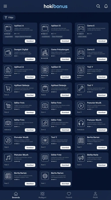 Tampilan katalog aplikasi hokibonus