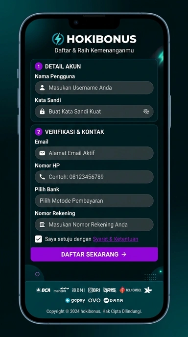 Tampilan halaman daftar hokibonus